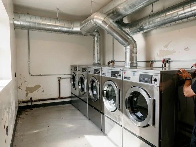 Bellingham Dryer Vent Cleaning team performing large-scale commercial dryer vent cleaning in Bellingham