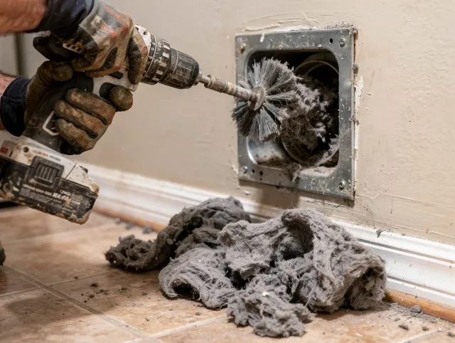 Certified Bellingham Dryer Vent Cleaning technician performing dryer vent cleaning in Bellingham