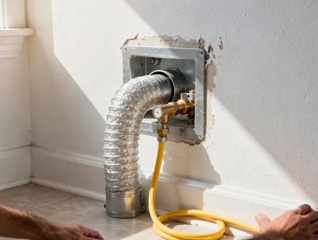 Bellingham Dryer Vent Cleaning certified technician performing specialized gas dryer vent cleaning in Bellingham